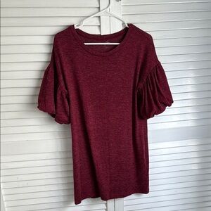 Elegant Burgundy Puff Sleeve dress